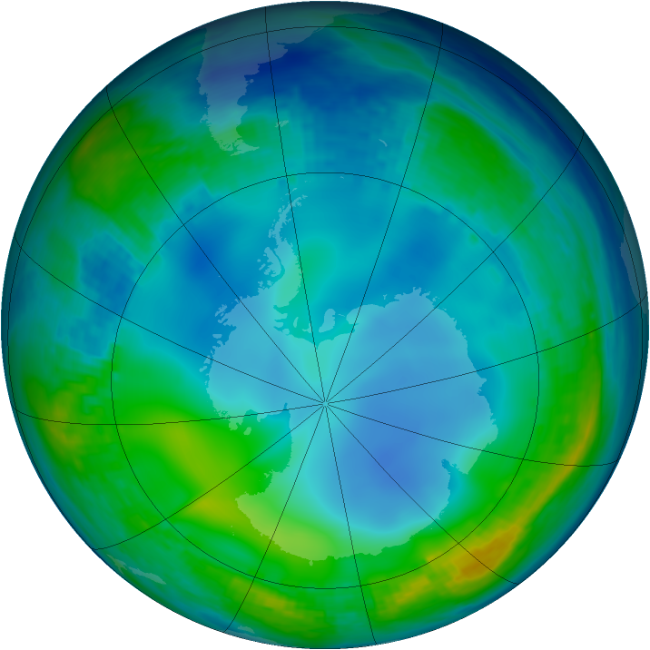 Antarctic ozone map for 09 June 1985